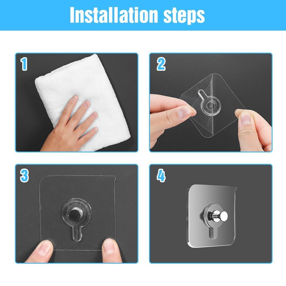 Drill Free Adhesive Hooks, 2024 New Reusable Adhesive Wall Mount Screw Hooks, Picture Hangers Without Nails, Nail Free Wall Hangers for Wall Mount,Kitchen,Bathroom (20 PCS) - Image 4