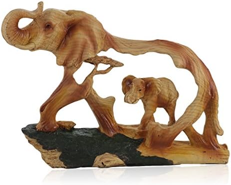 Unison Gifts Elephant in Elephant II Faux Wood Carving, 6.5 Inches