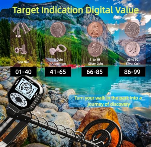 Aipat Metal Detector for Adults, Professional Waterproof & Adjustable Stem, Higher Accuracy Gold Detector with LCD, Advanced DSP Chip, Lightweight detecteur de Metal Suitable for Beach and Backyard