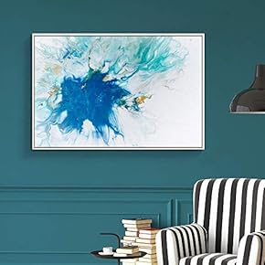 Framed Canvas Wall Art for Living Room, Bedroom Blue Swirl Abstract Canvas Prints for Home Decoration Ready to Hang - 16x24 inches