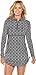 Coolibar UPF 50+ Women's Ruche Swim Shirt - Sun Protective (X-Large- Black Diamond Tile)
