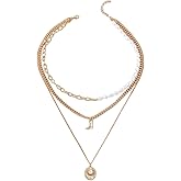 Cowboy Boots Hat Pearl Necklace Layer Western Jewelry for Women Cowgirl Charms Chain Necklace Gifts