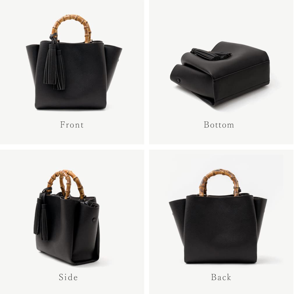 VITAFELICE Inb-90032p Women's 2-Way Mini Bag with Bamboo Handle