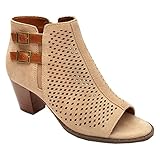 Vionic New Women's Aloft Chryssa Peep Toe Bootie Light Sand 9