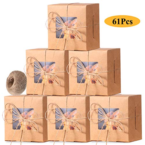 60 Pieces Cookie Boxes with 80M Gift Wrapping Rope, Bakery Box with Display Window Paper Board 4 x 4 x 2.4 Inch Gift Packaging Boxes for Gift Giving, Pastries, Cookies, Small Cakes, Pie, Cupcakes - Thumbnail 6