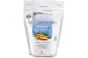 Biopharma Scientific Nanogreens+Probiotic: Greens Superfood Fruit & Vegetable Powder, 5 Billion CFU Probiotics for Digestive Health with Spirulina, Chlorella, Green Apple Flavor, 30 Servings