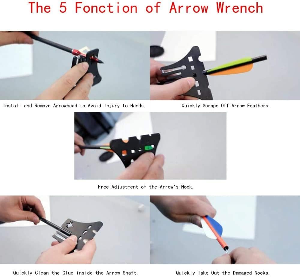 Newsmada Com Hunting Fishing Bow Maintenance Accessories Archery Tool Broadhead Wrench Nock Tool Multi Set Arrow Fletchings Remover Broken Nocks Multifunctional Arrow Tool Arrow Shaft Scraper