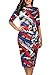 Women's Retro Vintage Graffiti Contrast Slim Bodycon Dress Stripe XL