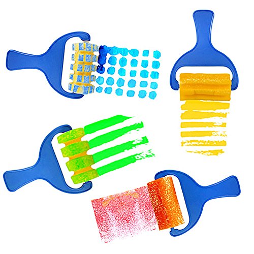 JPSOR 16 Pcs Kids Sponge Painting Brushes Tools Craft Brushes Sets with a Paint Tray Palette and Waterproof Art Smock Art Aprons