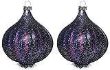 2 Pieces Onion Glass Blown Christmas Ornaments for