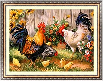 Peachshop 5D Diamond Embroidery Rooster Chick Painting Cross Stitch DIY Craft Home Decor Gift DIY Embroidery Of Mural