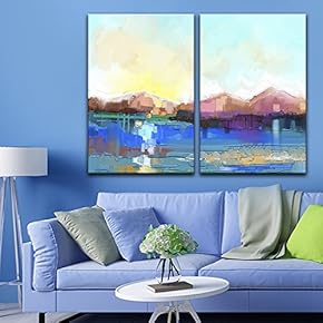 2 Panel Canvas Wall Art - Abstract Oil Painting Style Landscape - Giclee Print Gallery Wrap Modern Home Art Ready to Hang - 16"x24" x 2 Panels