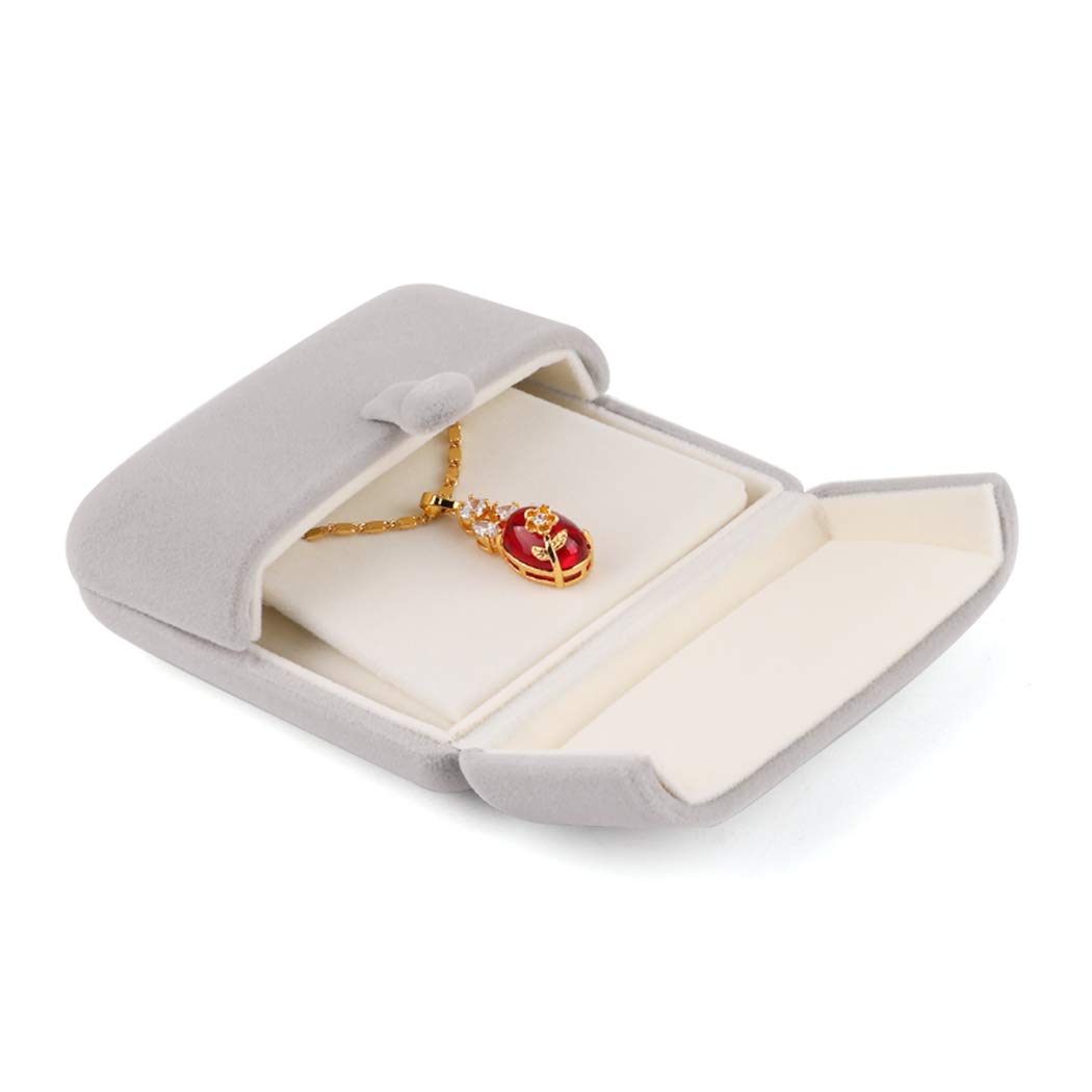 iSuperb Velvet Jewelry Box - Luxurious Flannel Ring Case for Engagement, Wedding & Gift Elegant Display Box for Rings, Earrings, Studs Women's Premium Jewelry Packaging (Large Pendant Box)