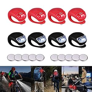 Tailcas 8 stuks siliconen licht, fietsverlichting, voor- en achterlicht, LED, schokbestendig, waterdicht, voor…