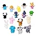 OPount 16 Pcs Soft Plush Animal Finger Puppets Set Including 10 Pcs Animal + 6 Pcs People Family Members Educational Toys