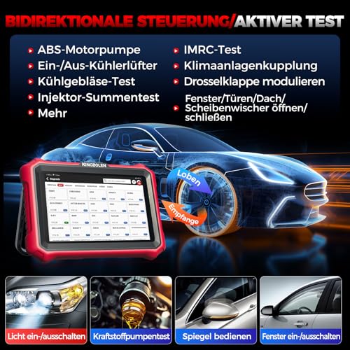 KINGBOLEN K8 PRO OBD2 Diagnostic Device Bluetooth, All System Diagnostic Device Car with Bi-Directional, 42+ Service Reset, ECU Coding, V.A.G-Guided, FCA, CANFD & DOIP, Lifetime Free Update