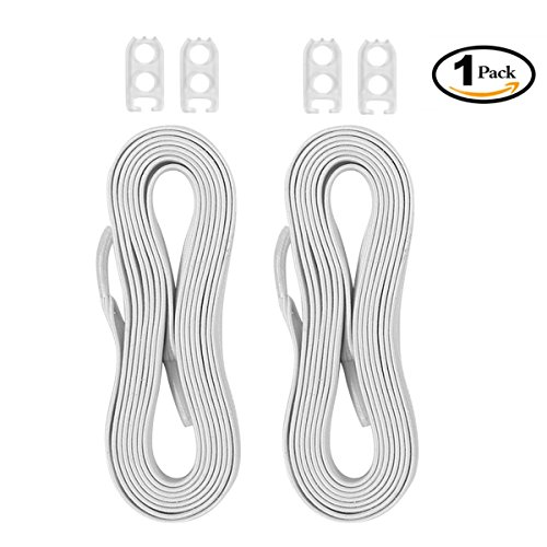No Tie Shoelaces JZY Flat Athletic Shoe Laces With Elastic Fits All Adult and Kids Shoes(White) - Thumbnail 7