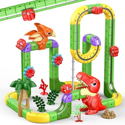 Brinquedos Dinossauros Rapaz 3 4 5 6 7 8 anos, 115 peças DIY Cubo Track Presente Rapaz Rapariga 3-8 Anos Conjunto de Comboios Elétricos Clickrail — foto 1 de 8