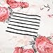2017 Women's Spring Summer Floral Print Striped Short Sleeve T Shirts Loose Casual Tops,White,X-Large