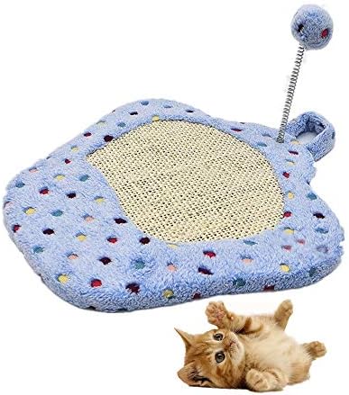LUCYPET Hangable Cat Scratching Post Sisal Plush Cat Scratch Board Spring Ball Hanging From The Door Handle Wall - Blue