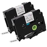 Fimax 2 Packs Compatible for Brother P-Touch TZe-S231 TZS231 TZeS231 1/2'' Extra Strength Laminated Label Tapes Black on White 0.47 Inche 26.2ft (12mm/8m)[Upgrade TZe-231]