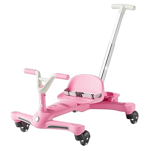 2-in-1 Wiggle Ride-On Car & Push Car for Kids, Adjustable Seat, 360° Swivel Wheels, Safety Belt – Ride On Toys for Toddlers Ages 2–6 (Pink)
