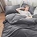 SORMAG Duvet Cover Queen Gray Microfiber with Zipper Close Duvet Cover Set 3 Piece (90x90)
