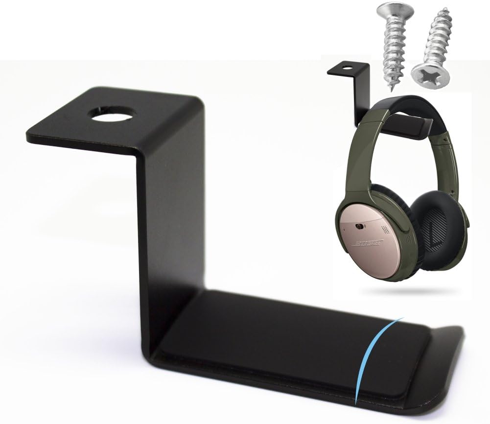 Under Desk Headphone Headset Mount Hanger Hook Holder XINME (Black 360ROTATE)