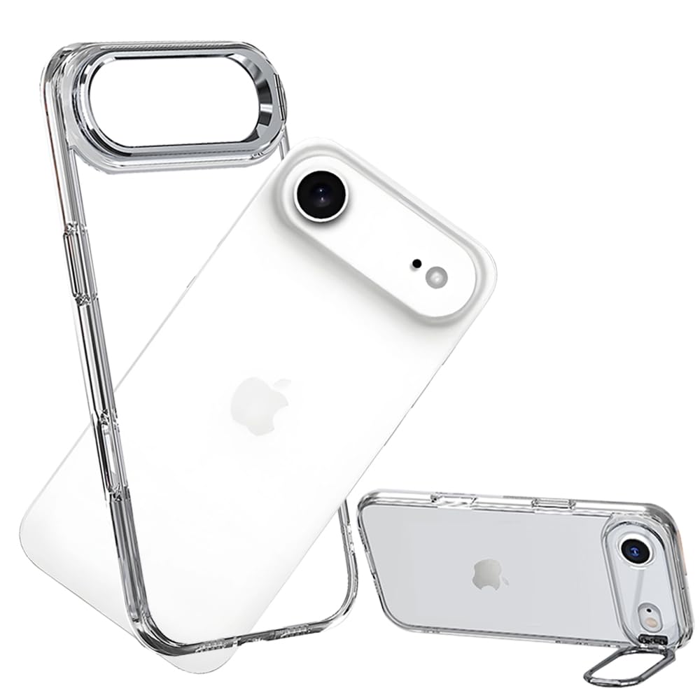 Photo 1 of condgood No Back Bumper Case with Stand for iPhone Air Compatible with MagSafe, Built-in Camera Stash Kickstand, Backless Design Edge Frame Fast Heat Dissipation Slim Thin for iPhone Air (Clear)
