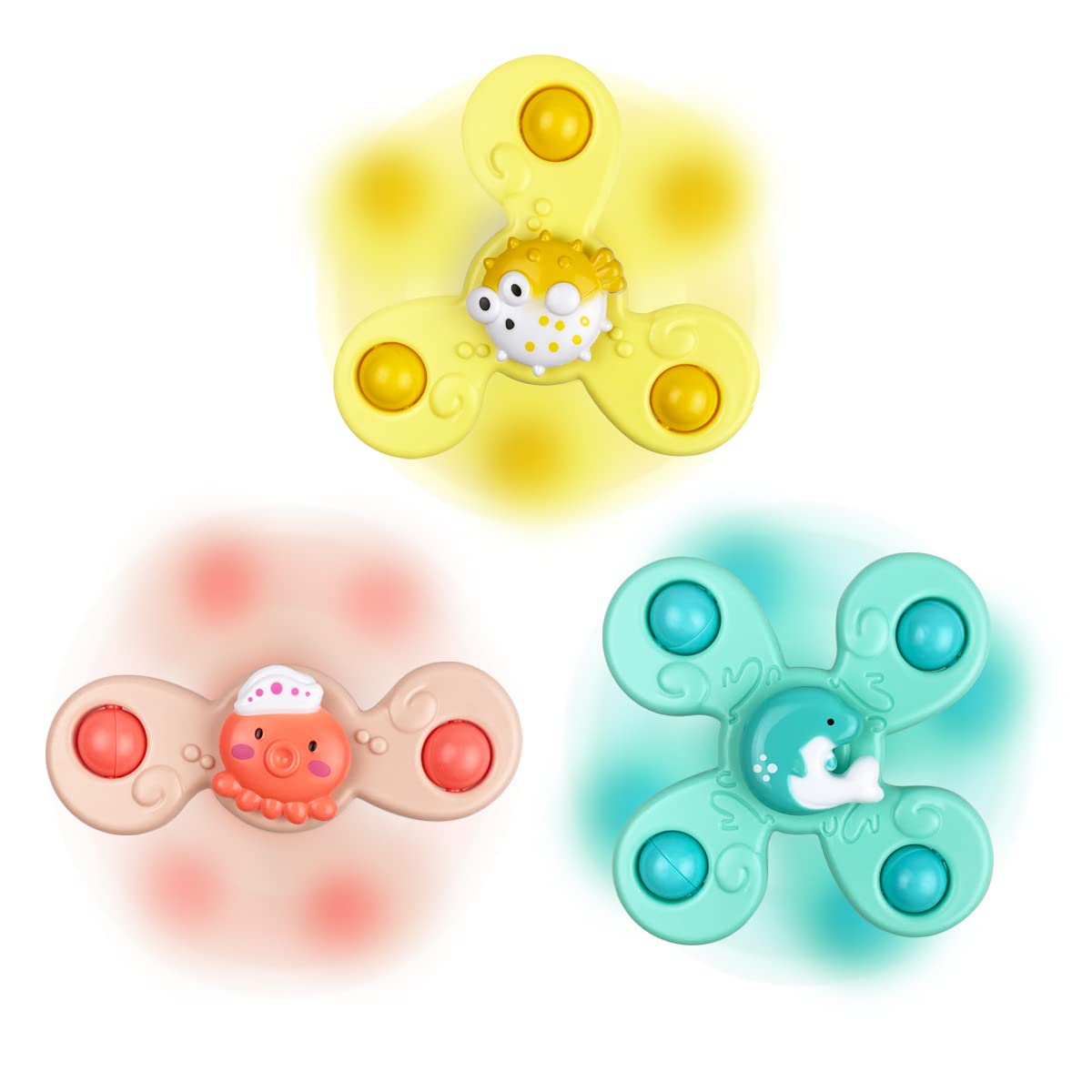 Jofan 3 Pack Suction Cup Spinner Toys for Baby Toddlers Kids Christmas Stocking Stuffers Gifts