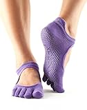 toesox Women's Bellarina Full Toe Grip Non-Slip for Ballet, Yoga, Pilates, Barre (Light Purple) Medium