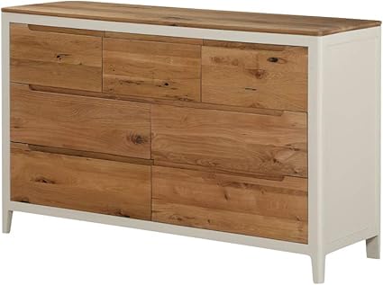 Dunham Painted Oak 3 Over 4 Chest Of Drawers Oak Wide 7 Drawer Chest Finish Oak Painted Spanish White Bedroom Furniture Amazon Co Uk Kitchen Home