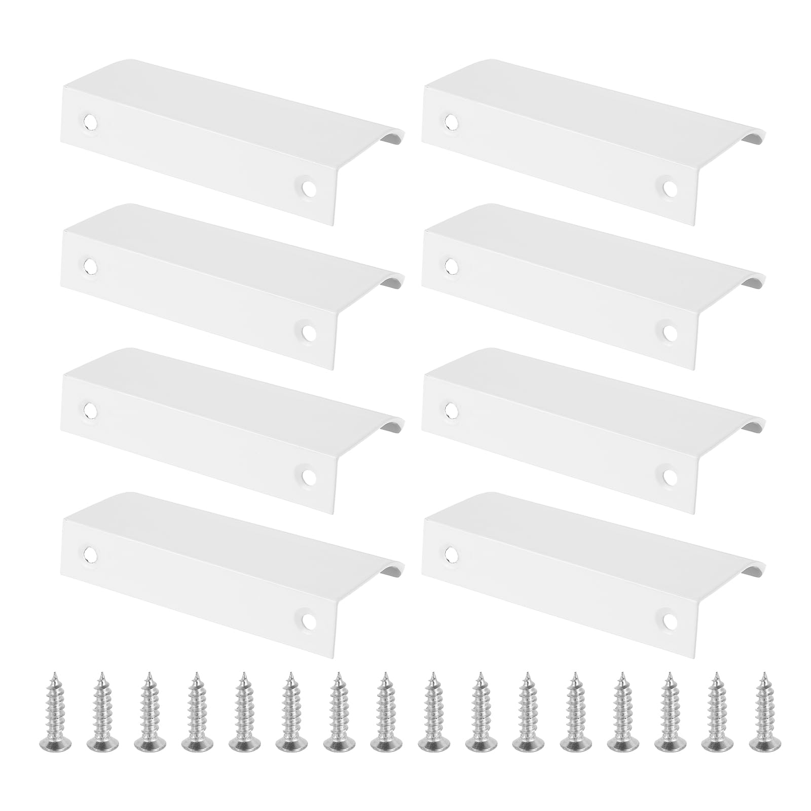PATIKIL Mount Finger Edge Pull, 8 Pack 80mm/3.15" Aluminum Alloy Concealed Handle Cabinet Edge Pulls with Screws for Home Kitchen Furniture Door Drawer, White