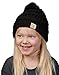 Funky Junque Girls Winter Hat Warm Knit Slouchy Toddler Kids Pom Beanie - Black