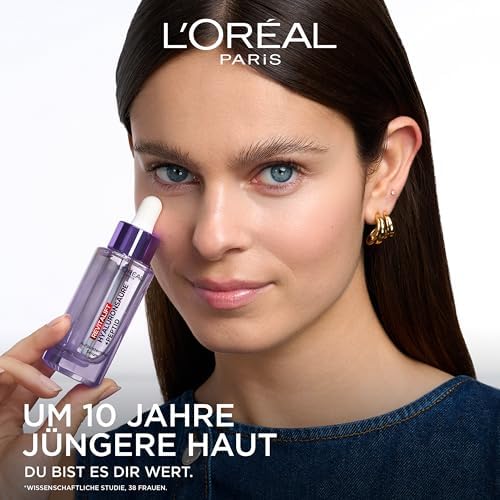 L'Oréal Paris Aufpolsterndes Serum, gegen Falten, für jugendlich und praller aussehende Haut [mit Hyaluronsäure und Peptid], Gesichtsserum, Revitalift Filler, 1 x 30ml