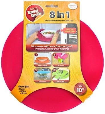 Micro Easy Grab 8-in-1 Multipurpose Non-Stick Silicone Microwave Spatter Cover, 10", Red