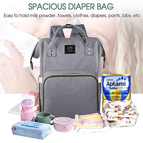 Diaper Backpack, Large Capacity Baby Bag, Multi-Function Travel Backpack Nappy Bags, Nursing Bag, Fashion Mummy, Roomy Waterproof for Baby Care, Stylish and Durable, Linen Grey