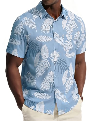 PJ PAUL JONES Hawaiian Shirt Palm Leaf Print