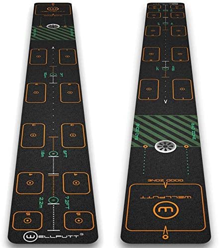 Wellputt – 10ft First MAT Indoor and Outdoor Golf Putting Training – 10 Exercises on Training App and Booklet – Perfect Golf Practice Training Aid for Home or Office – Fast Results – Black Color Wellputt – 10ft First MAT Indoor and Outdoor Golf Putting Training – 10 Exercises on Training App and Booklet – Perfect Golf Practice Training Aid for Home or Office – Fast Results – Black Color