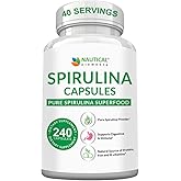 Spirulina Capsules 3000mg - 40 Servings Of Organic Spirulina Capsules - Rich in Protein, Antioxidants & Vitamins - 240 Organic Espirulina Powder - Supports Immune & Cardiovascular Health