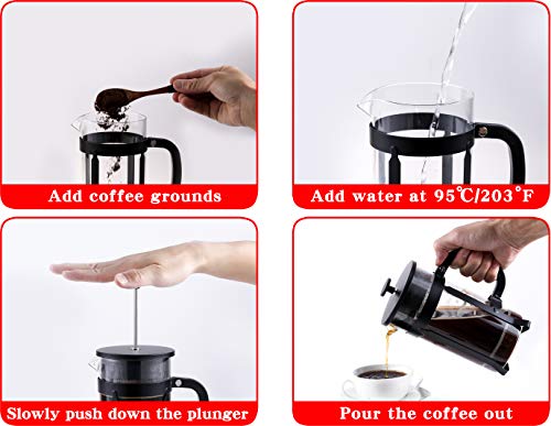 image for Apexstone French Press Coffee Maker (1000 ml,34 oz) With 4 Level Filtr