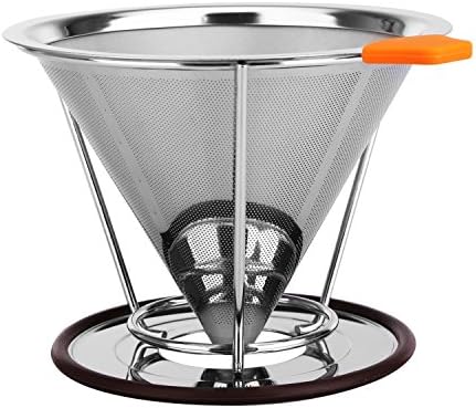 Kumeida Pour Over Coffee Maker, Reusable Stainless Steel Coffee Filter, Coffee Dripper Paperless, Coffee Brewer with Stand for 4 Cups