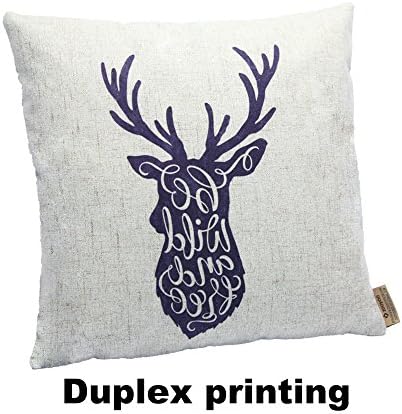 CC Wonderland Soft Decorative Square Pillow Cases Linen Pillow Covers with Invisible Zipper Throw Cushions Covers(1PCS), 18 Inch, Deer Antler Silhouette, Be wild and free, Good Gift