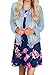 MITILLY Women's Halter Neck Boho Floral Print Chiffon Casual Sleeveless Short Dress Large Dark Blue