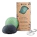 AMAKI SKINCARE Konjac Sponge Facial Cleanser with Added Green Tea and Activated Bamboo Charcoal-Sensitive to Oily and Acne Prone Skin Gentle Face Scrub, Face Sponges for Cleansing and Exfoliating
