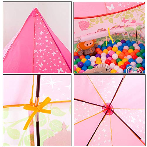 Anyshock Kids Large Tent, Princess Castle Play Tent Girls Pop Up Baby Toys Dollhouse Outdoor and Indoor Playhouse Tent for 1-8 Years Old Kids Boy Toddler Infant (No Balls&LED Light,Princess Pink)