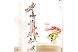 CLYB Dragonfly Wind Chimes for Outside,38 inch Length Memorial Dragonfly Wind Chime with 4 Large Aluminum Tubes & S Hook,Indoor Outdoor Decor Hanging Wind Catcher Bell for Home,Garden,Patio,Backyard,Porch