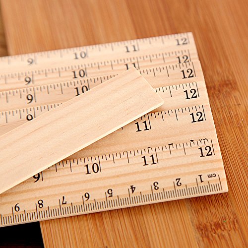 20PCS Amersumer 12 inch/ 30 cm Student Rulers Wood Rulers with Bilateral Scale, School Rulers Office Ruler Measuring Ruler, 2 Scale. (12 Inch and 30 cm)