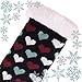 Dosoni Women's Fleece Lining Fuzzy Soft Christmas Knee Highs Stockings Slipper Socks (Heart Black)