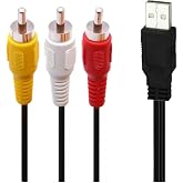 Hididi USB to RCA Cable 5FT, USB 2.0 A Female to 3 RCA Female Adapter Cord AV Composite Cord for DVDs, Digital Cameras, Camcorder Connecting to TV/PC/Computer